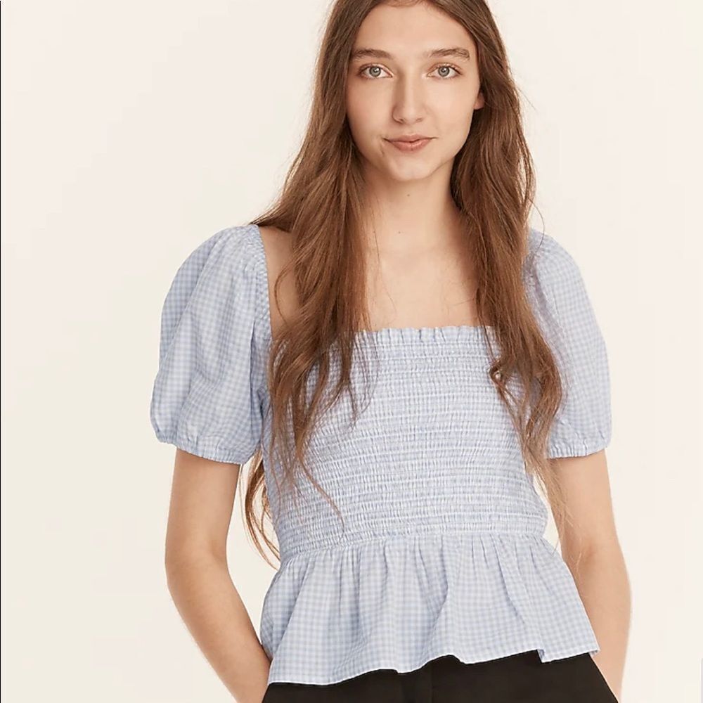 J Crew Squareneck Smocked  Top XL
